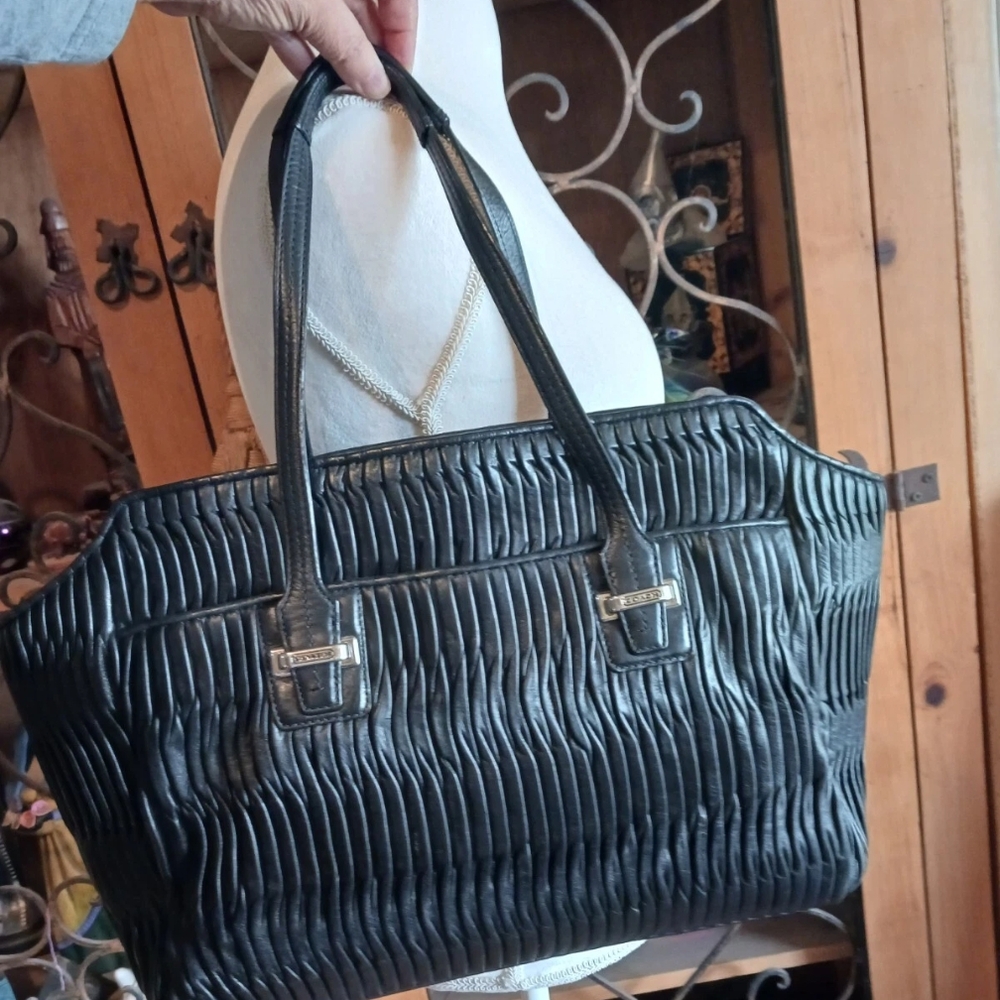 Coach Black Gathered Leather Alexis Carryall Shoulder XL Tote and Wallet F25252
